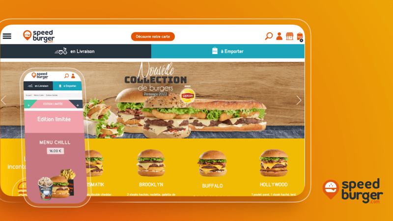 site e-commerce speed burger, développement sur-mesure